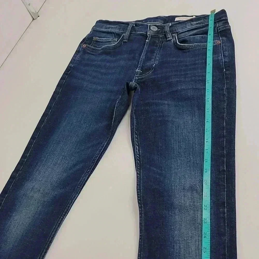 Allsaints Rex Slim Fit Stretch Straight Leg Jeans Mens 28 Blue Button Fly